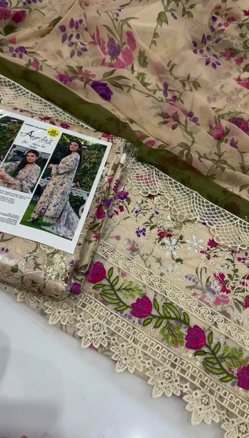 Beautiful Hit Aneelas chickenkari lawn Embroidered  3pc My Store