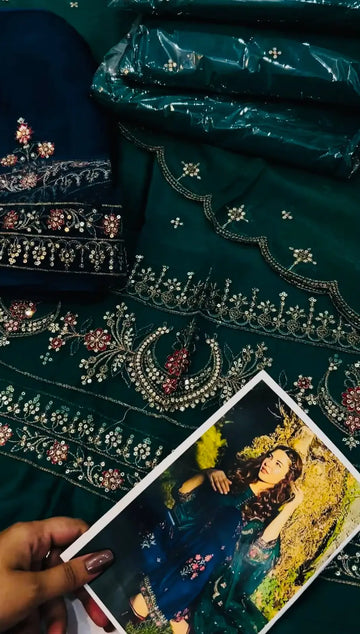 Maria.B Silk 3 Piece Embroidered Suite My Store