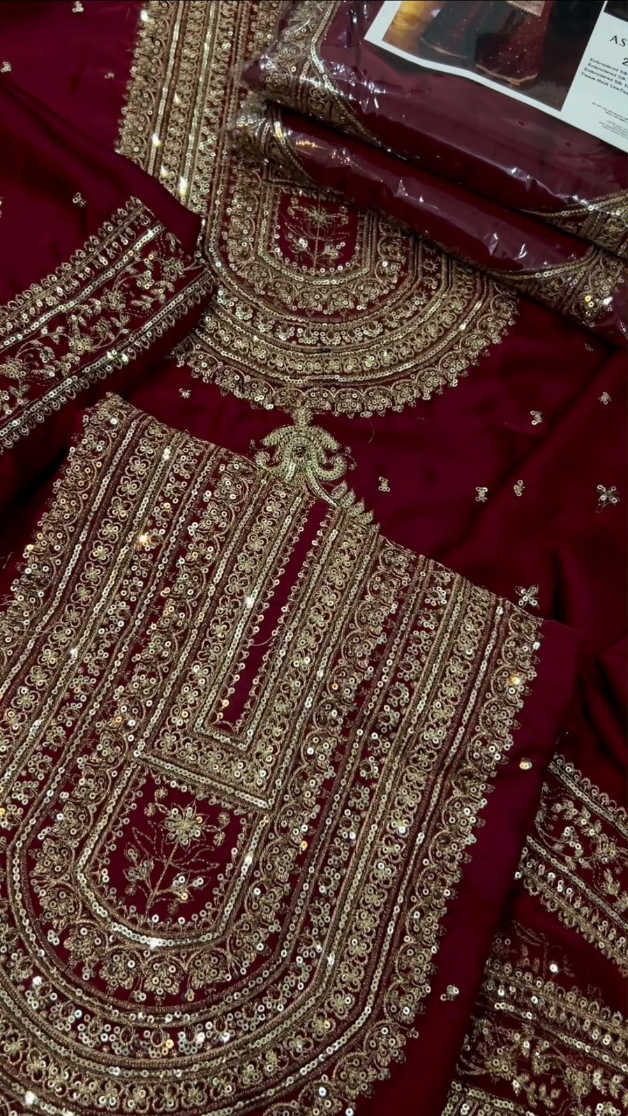 Maroon Luxury 2 Piece Silk Embroidered Unstitch Suite