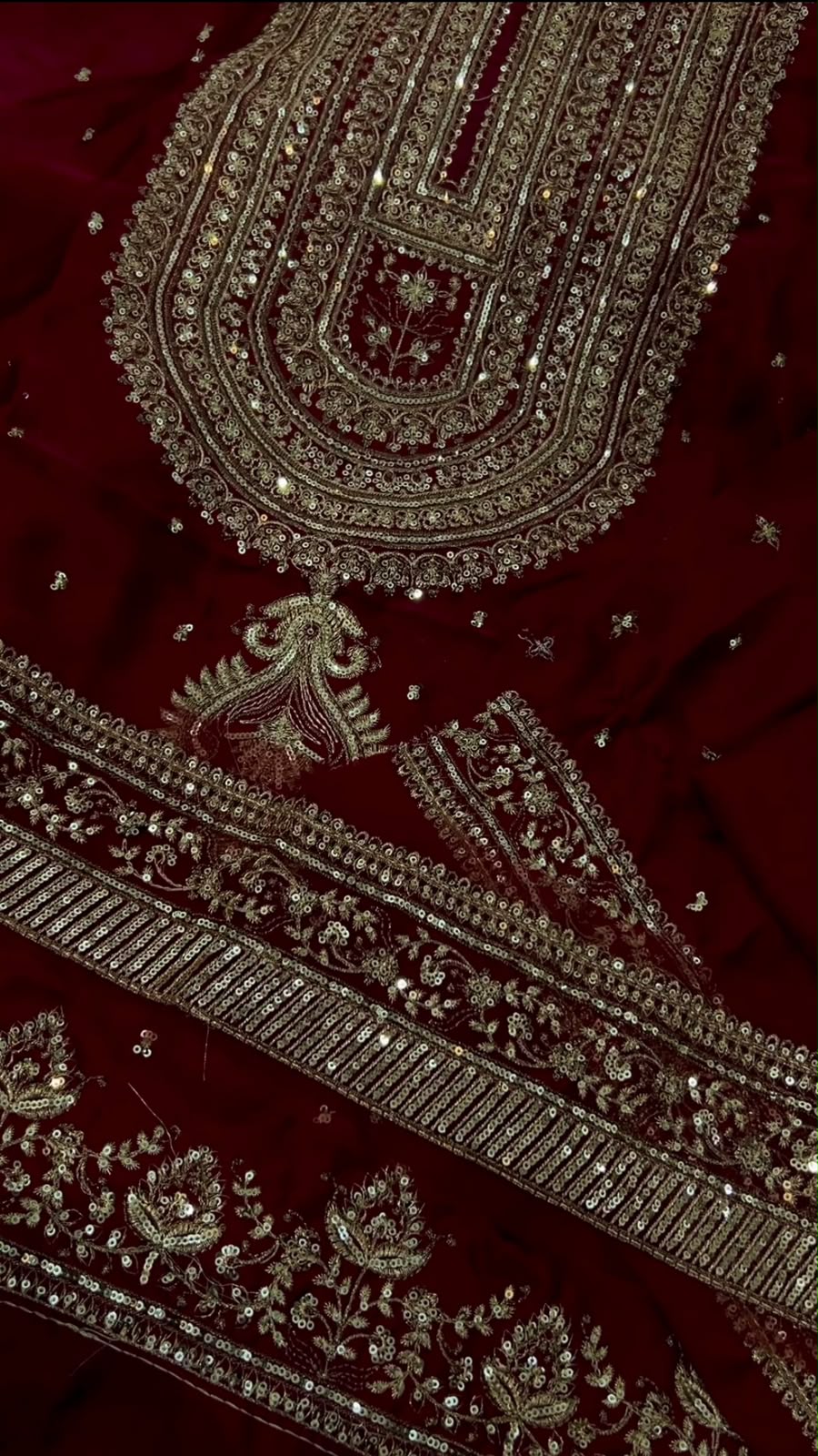 Maroon Luxury 2 Piece Silk Embroidered Unstitch Suite