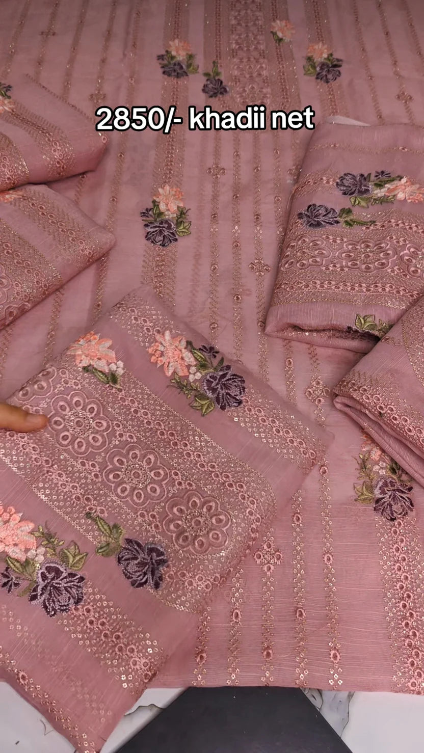 Khadii net two piece embroidered article tp87