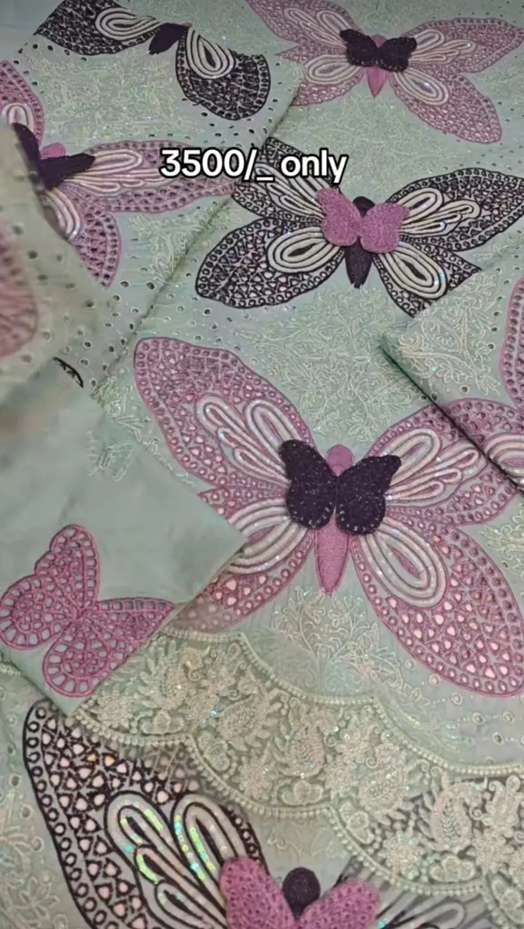 BEAUTIFUL TWO PIECE BUTTERFLY EMBROIDERED ARTICLE Ft2254 My Store
