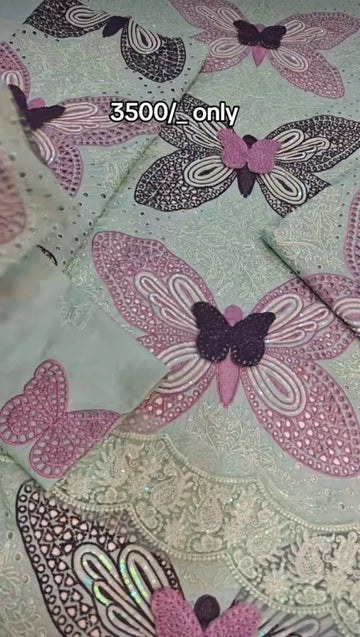 BEAUTIFUL TWO PIECE BUTTERFLY EMBROIDERED ARTICLE Ft2254 My Store