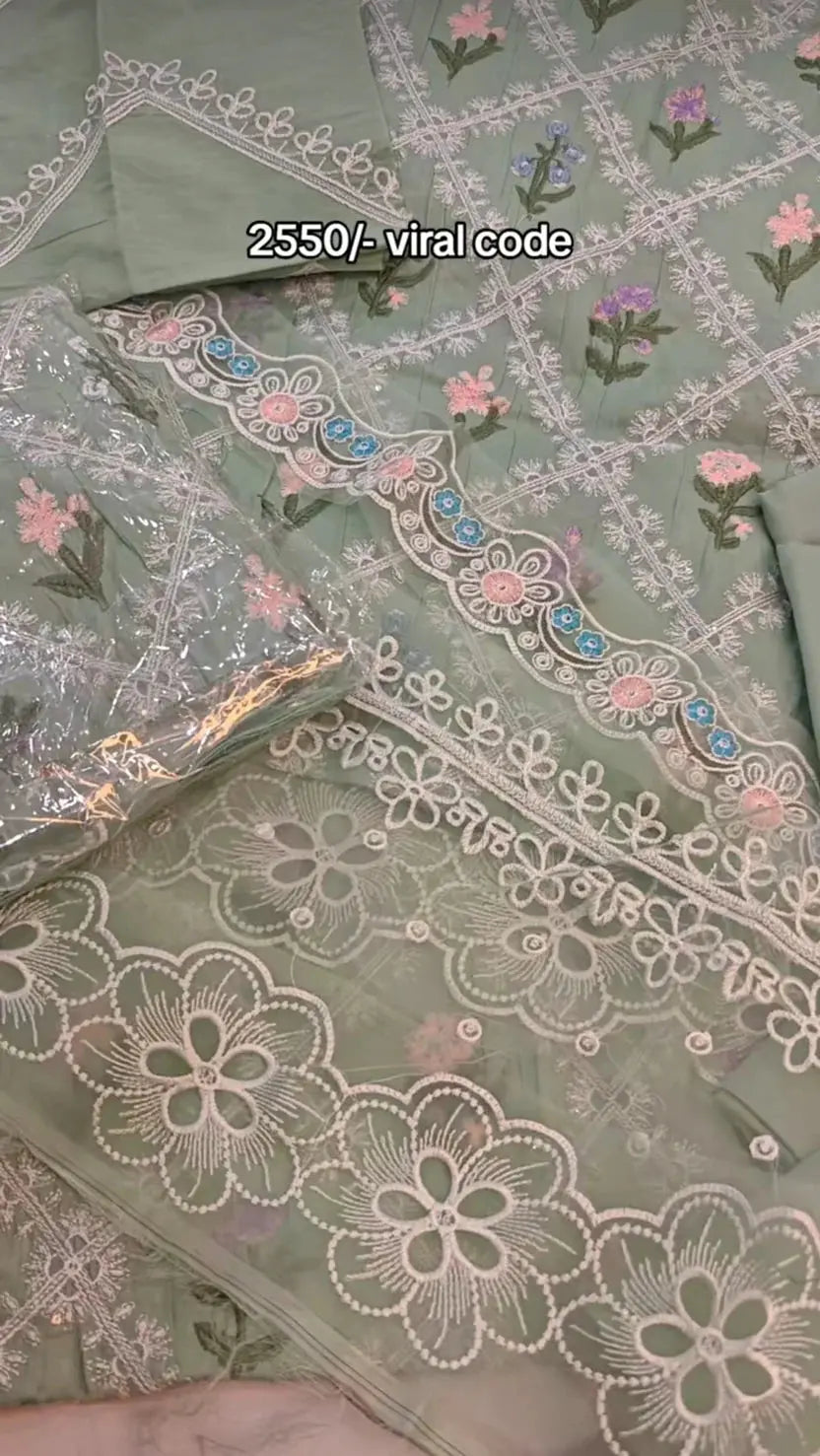 Heavy luxury two piece embroidered article aqua34 My Store