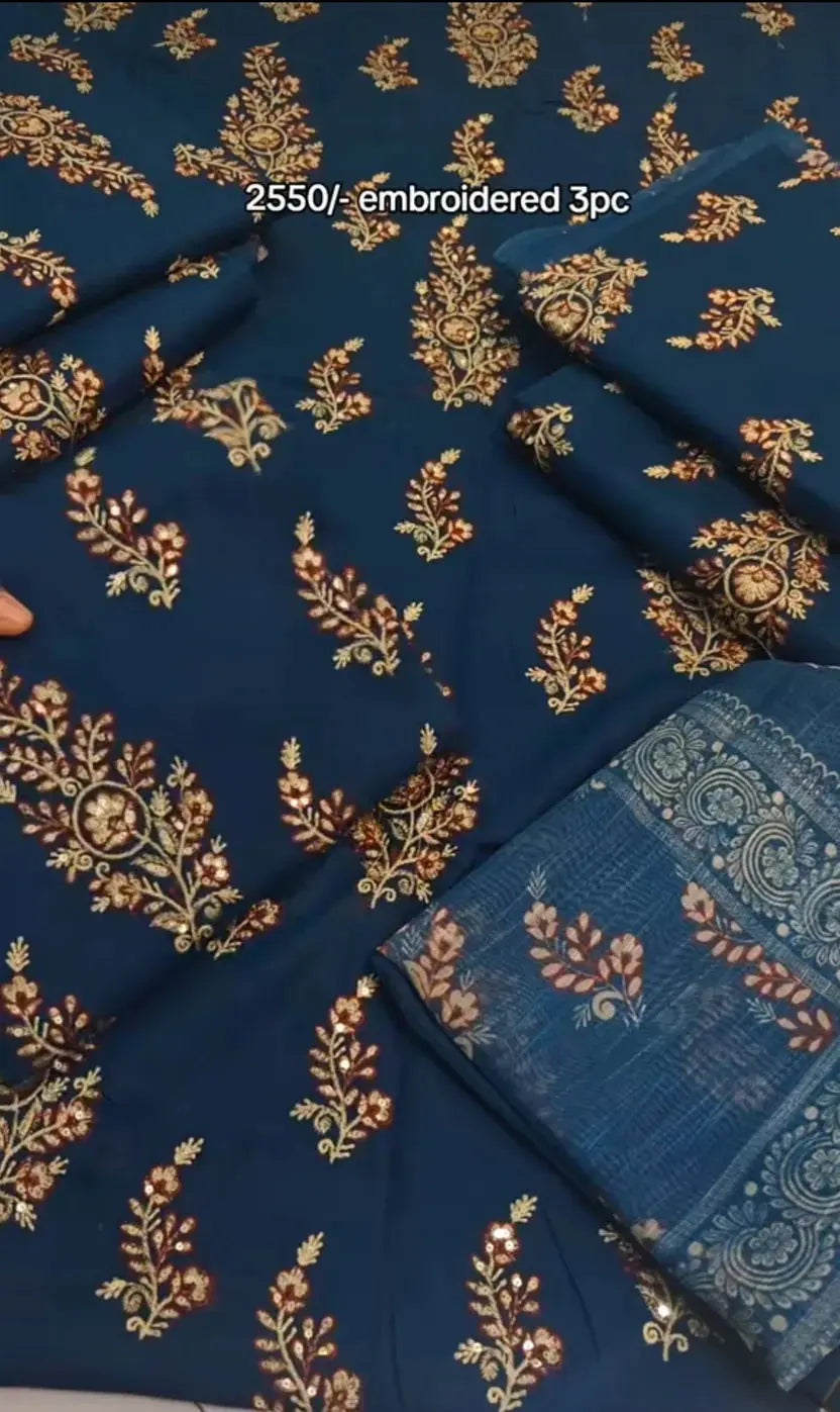 ZINK COLOUR EMBROIDERED THREE PIECE ARTICLE YK564 My Store